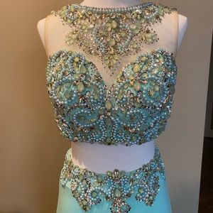 Alyce mint two piece prom dress